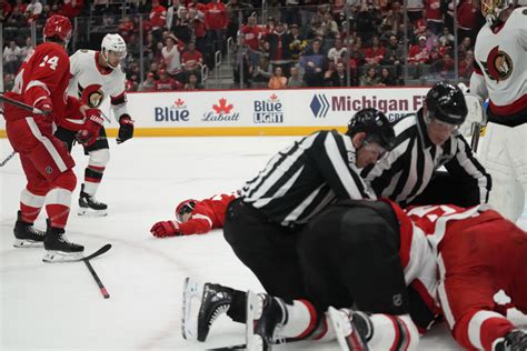Red Wings captain Dylan Larkin injured on hit from behind in 5-1 loss to Senators